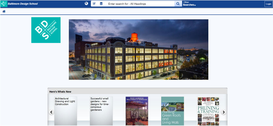 Sample Library splash page highlight the library and new titles